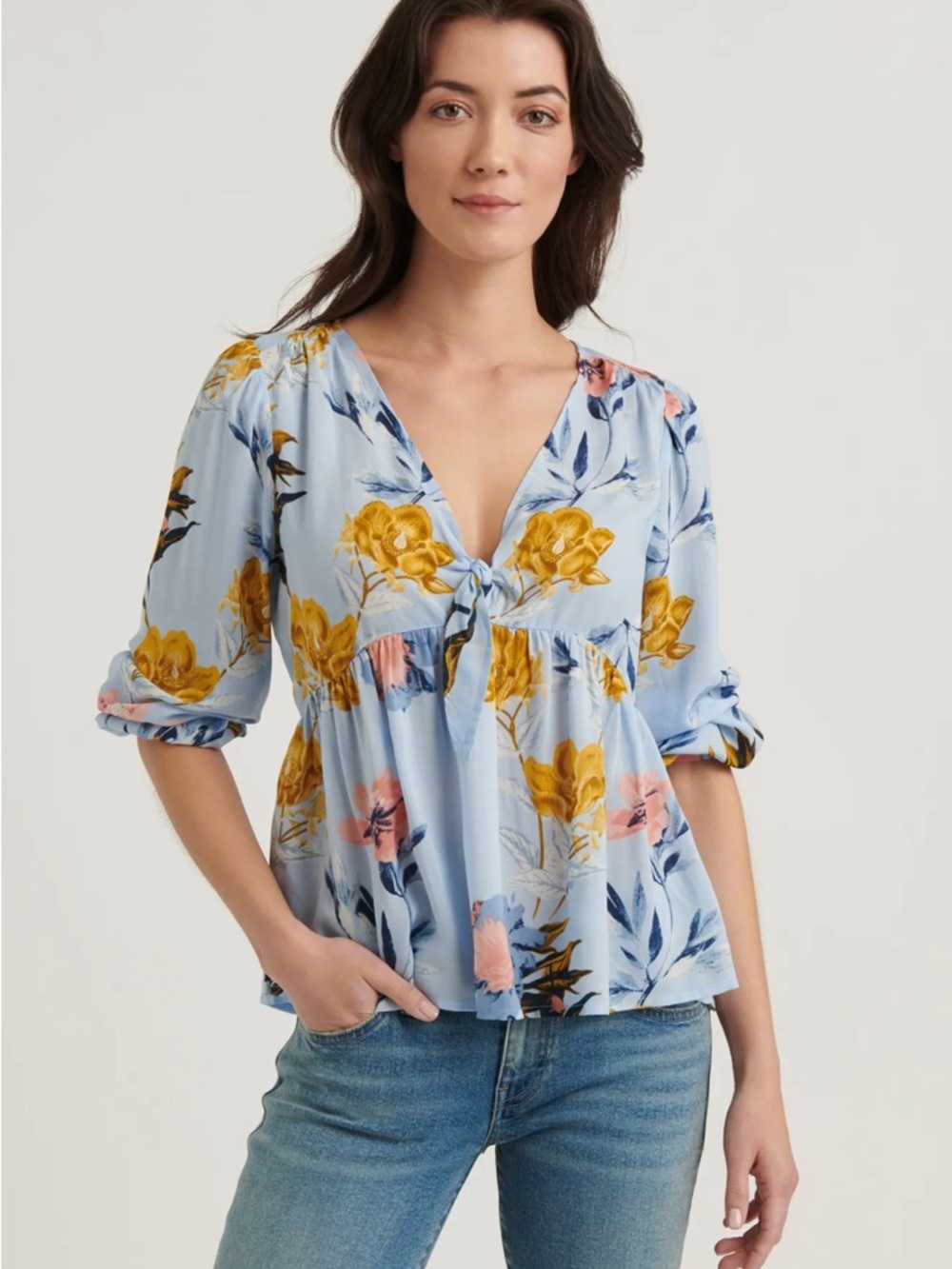 3/$15 EUC Lucky Brand Malia Flowy Blouse Top Small